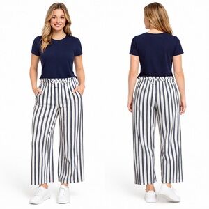 Natan Navy/White Striped Wide Leg Pants